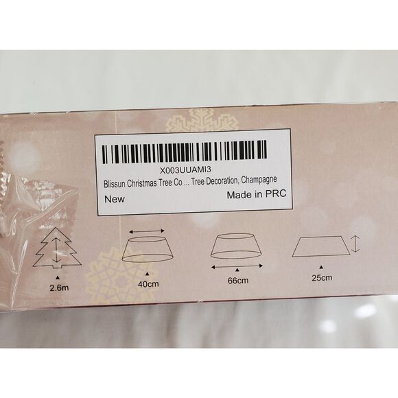 Blissun Sequin Christmas Tree Collar Skirt Champagne Foldable - Picture 4 of 4